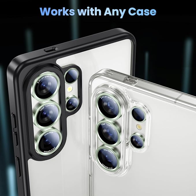 Uyiton for Samsung Galaxy S26 Ultra Camera Lens Protector, Unique Design | Case-Friendly, Ultra-Thin, Military-Grade Sapphire Glass with Aluminum Metal Rear Camera Screen Cover, Green - Image 5
