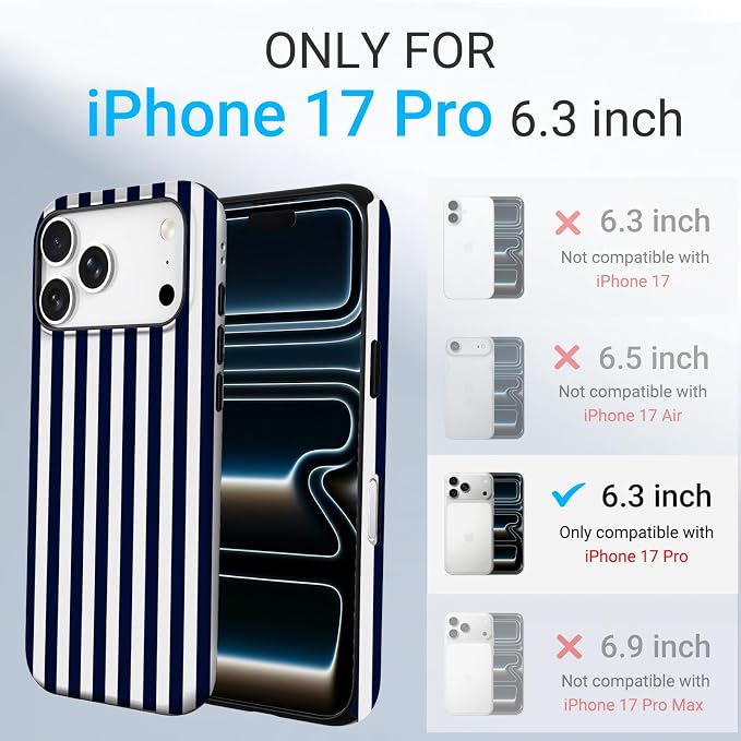 TPU Phone Case for iPhone 17 Pro, MagSafe Wireless Charging Compatible, Shockproof Slim Fit Protective Cover with Anti-Yellowing & Raised Camera Protection (Stripes 3, iPhone 17 Pro(6.3")) - Image 2
