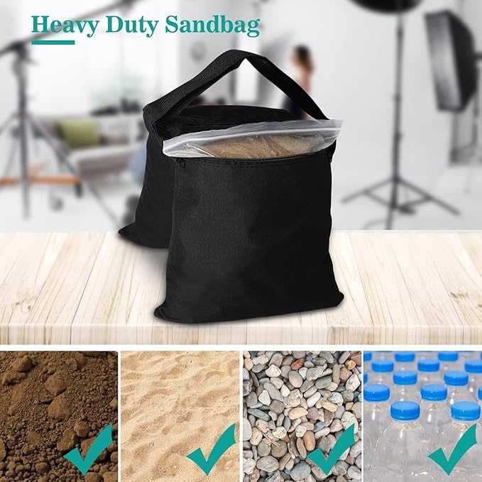 12 Packs Sandbags Weight Bags for Light Stand Photography Video Support | Heavy Duty Saddlebags for Backdrop Stand, Photo Tripod, Canopy, Pop up Tent, Umbrella Base, Fishing Chair, Wedding Shed - Image 3