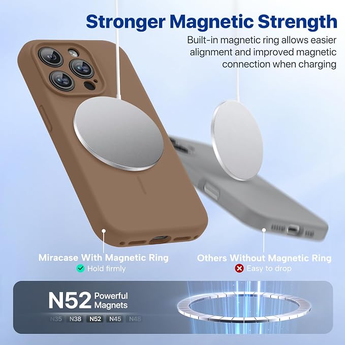 Miracase Magnetic for iPhone 15 Pro Case, Silicone, Soft Microfiber Lining - Image 5