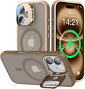 VOFATA [Upgraded] for iPhone 16 Case with Camera Cover Stand [Fit for MagSafe][9H Camera Lens Protector] Mil-Grade Protection Translucent Matte Silicone Magnetic iPhone 16 Phone Case, Rose Gold by VOFATA