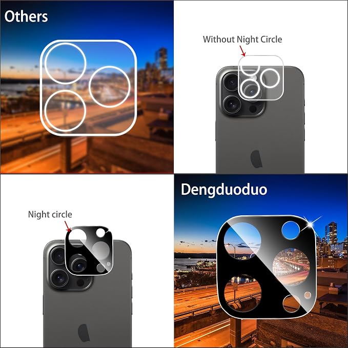 Dengduoduo 3 Pack Camera Lens Protector for iPhone 13 Pro 6.1" & iPhone 13 Pro Max 6.7", Tempered Glass, Ultra HD, 9H Hardness, Anti-Scratch, Case Friendly, Easy to Install [No Affect on Night Shots] - Image 5