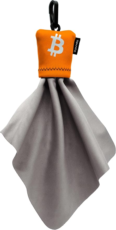SPUDZ Classic Microfiber Lens Cleaner – Clip-On Pouch, Washable – for Binoculars, Scopes, Glasses, Screens | Classic | Bitcoin, 6 x 6 Inch by SPUDZ
