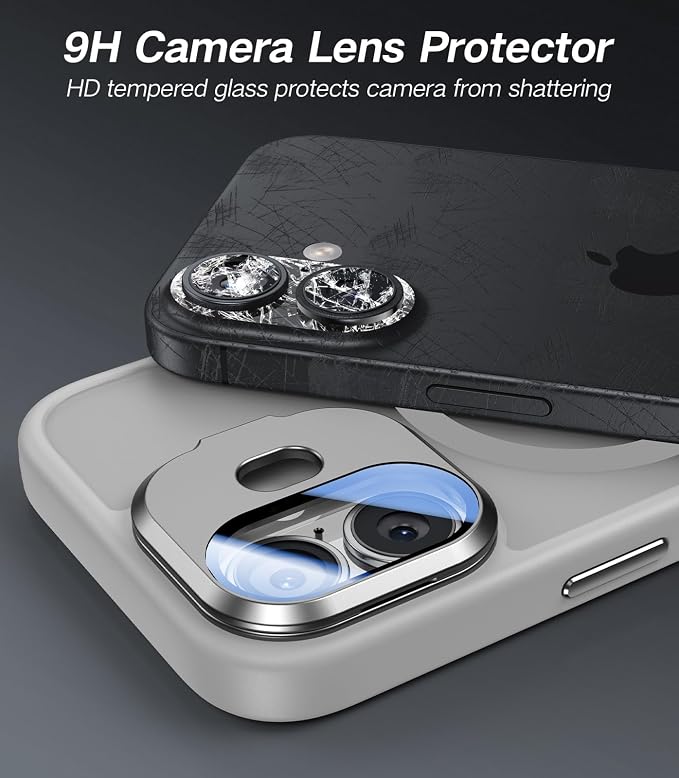 VOFATA [Upgraded] for iPhone 16 Case with Camera Cover Stand [Fit for MagSafe][9H Camera Lens Protector] Mil-Grade Protection Translucent Matte Silicone Magnetic iPhone 16 Phone Case, Grey - Image 2