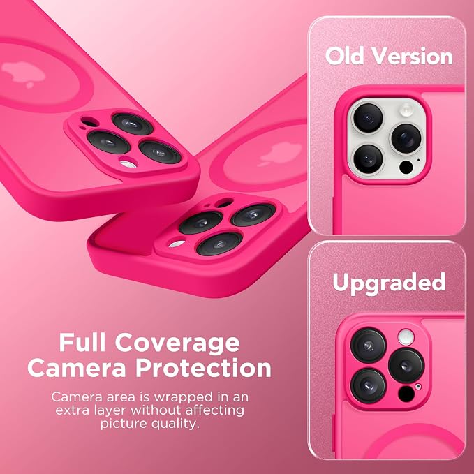 CAPRARO for iPhone 14 Pro Case, Compatible with MagSafe Hot Pink | Upgraded [Full Camera Protection] Shockproof Protective Slim Translucent Matte Magnetic Phone Case 6.1'', Hot Pink - Image 6