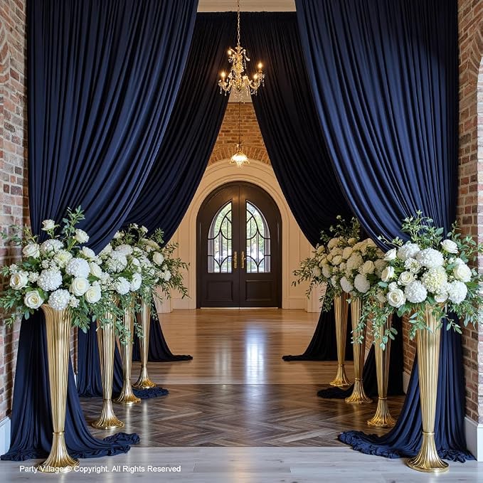 20x12 ft Navy Blue Backdrop Curtains for Weddings, Birthdays and Photos | 4 Panels 5x12 ft, Wrinkle-Free Polyester Drapes, Washable, Ironable, 4 in Rod Pocket for Baby Showers Photography Background - Image 4