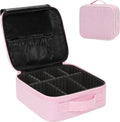 Relavel Travel Makeup Train Case, Portable Cosmetic Case Makeup Organizer, Professional Artist Storage Bag with Adjustable Dividers for Cosmetics Brushes, Birthday Gifts for Girls, Pink Stripe by Relavel