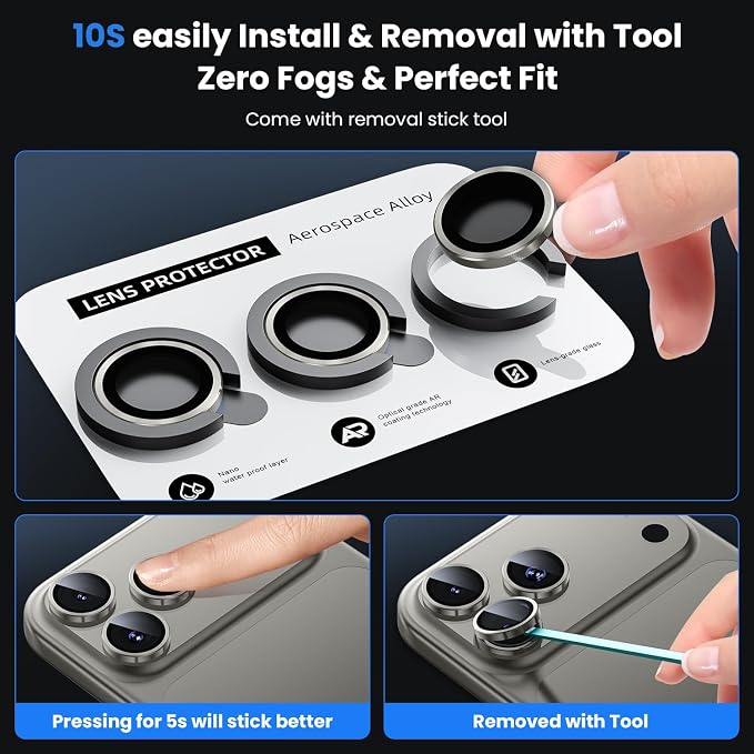 WSKEN for iPhone 17 Pro/iPhone 17 Pro Max Camera Lens Protector | Original Shooting Mode, Individual Metal Cover Film, Shatterproof HD Tempered Glass Camera Screen Protector, Grey - Image 6