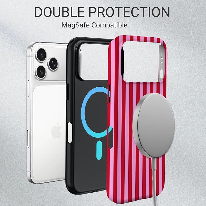 TPU Phone Case for iPhone 17 Pro Max, MagSafe Wireless Charging Compatible, Shockproof Slim Fit Protective Cover with Anti-Yellowing & Raised Camera Protection (Stripes 4, iPhone 17 Pro Max(6.9")) - Image 6