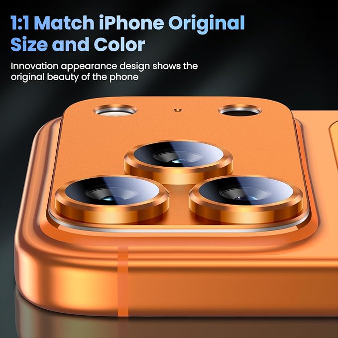 Uyiton for iPhone 17 Pro Max Camera Lens Protector, Metal Frame Glass Cover | Not Easy to Break, Strong Adsorption, Case-Friendly, Metal 9H Sapphire Glass Rear Camera Screen Cover, Cosmic Orange - Image 6