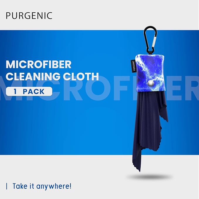 Microfiber Cloth & Glasses Wipes (1 Pack) Lens & Glasses Cleaning Cloth - Eyeglass Cleaner - Camera Lenses & Gadget Delicate Screens - Blue - Image 2