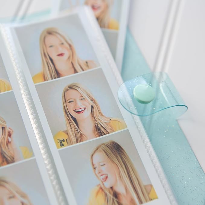 Photo Album For 2X6 Photo Booth Slip In Strips And 4X6 Pictures - 6 Ring Notebook Binder With 20 2 By 6 Sleeves - Fits 80 Photobooth Prints (SEAFOAM SPARKLE, 2X6) - Image 5