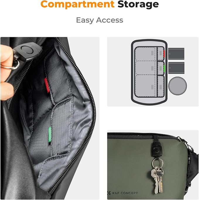 K&F CONCEPT 2 in 1 Camera Sling Bag, Everyday Shoulder Bag | Multifunction Photography Compact Crossbody DSLR Portable Bag, Compatible for Canon/Nikon/Sony, BS01 - Image 4