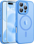 FNTCASE for iPhone 16 Pro Max Case, Fit for Magsafe, Glass Screen Protector | Full Camera Protection, Translucent Matte, 14FT Military Grade Drop Proof, Shockproof Protective Phone Cover, Ice Blue by FNTCASE