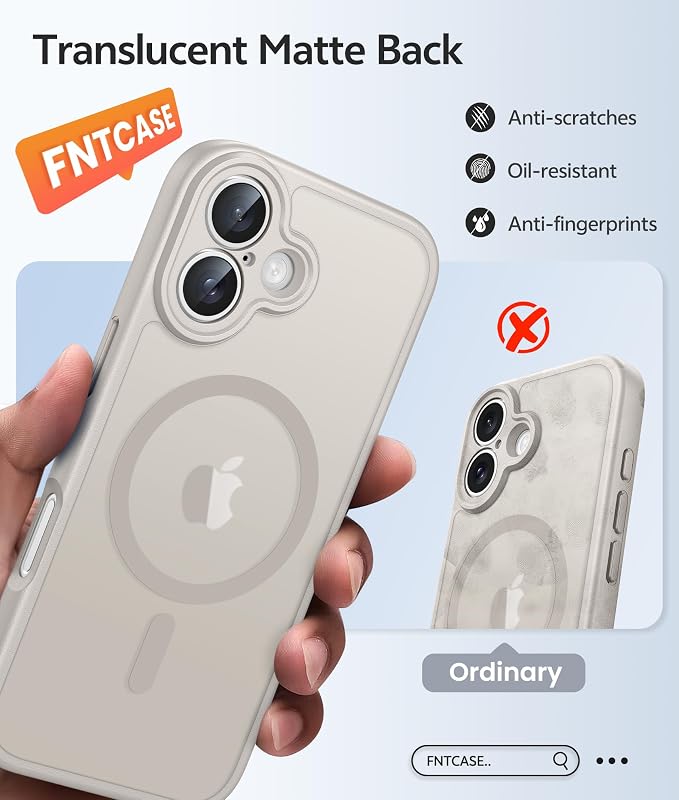 FNTCASE for iPhone 17 Case, Compatible with Magsafe, Glass Screen Protector | Full Camera Protection, Translucent Matte, 14FT Military Grade Drop Proof, Shockproof Protective Phone Cover, Off White - Image 6