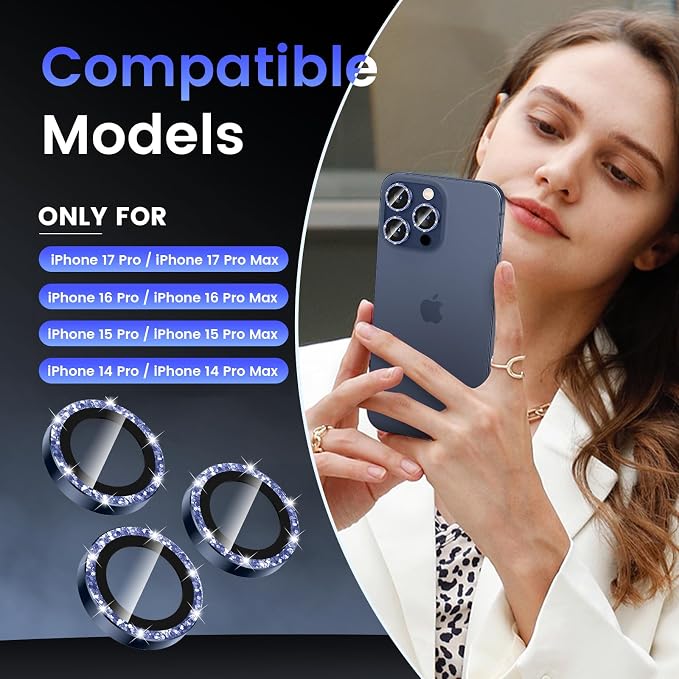 Tensea Camera Lens Protector Compatible for iPhone 17 Pro Max/17 Pro/15 Pro Max/15 Pro/16 Pro Max/16 Pro/14 Pro Max/14 Pro, Metal Tempered Glass Cover Camera Screen Protector Accessories,Case Friendly - Image 2