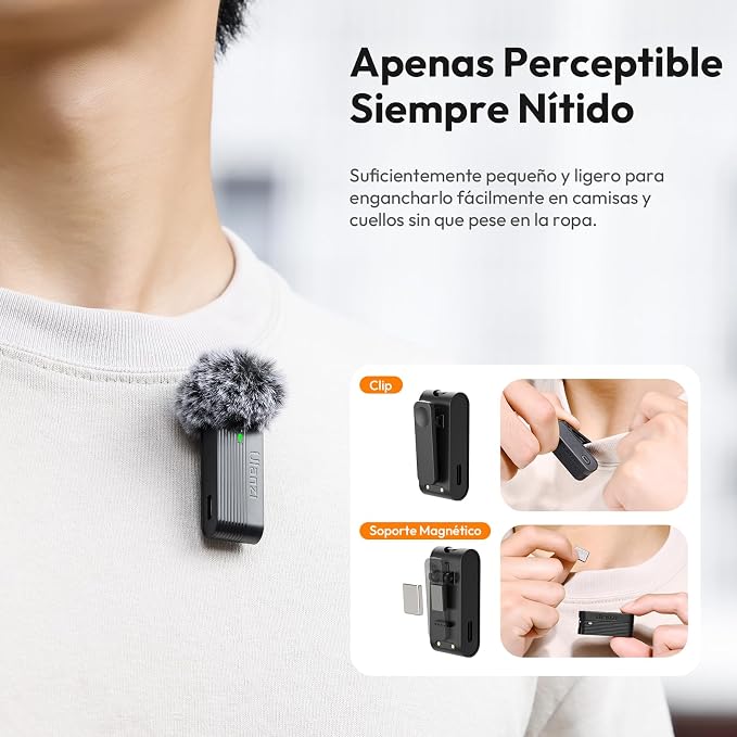 ULANZI A100 Wireless Lavalier Microphone Lapel Mic for Camera and Phone w USB C/3.5mm/Plug, 32KHz 16Bit, Noise Cancellation, 13.5-Hour Battery, Clip on Microphone for Video Podcast Vlog YouTube - Image 6