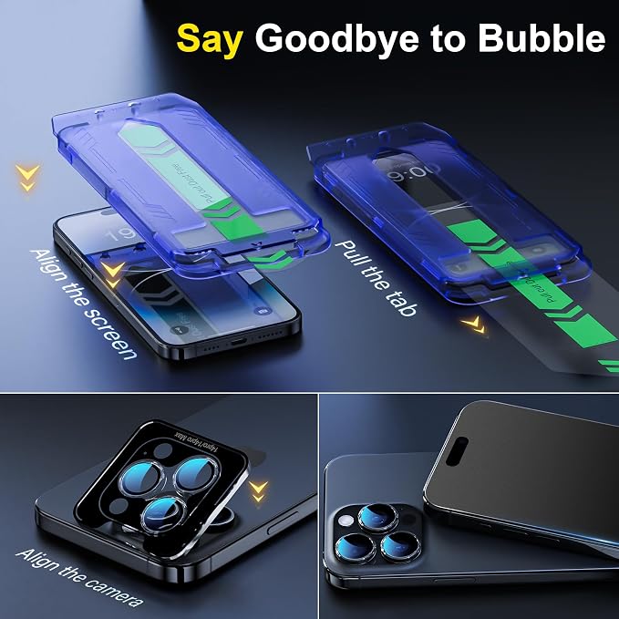 YWXTW 2 Pack Matte Screen Protector for iPhone 14 Pro Max 6.9 Inch + 1 Set Camera Lens Protector, Anti Glare Anti Fingerprint 14 Pro Max Glass Screen Protector, Bubble Free, Smooth as Silk - Image 3