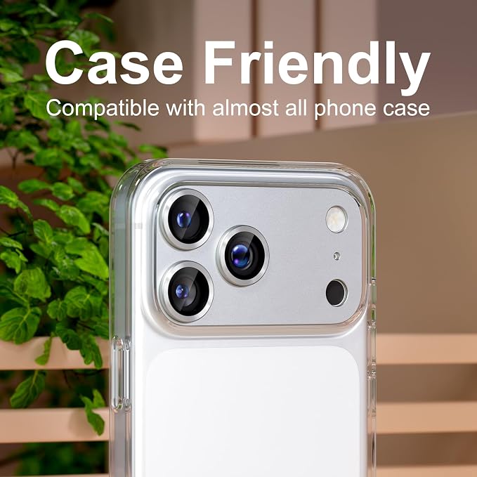 for iPhone 17 Pro Max Camera Lens Protector, Silver | [Military Grade Shatterproof] [Strong Adsorption] [Case Friendly] Matte Metal Tempered Glass Camera Screen Cover Accessories - Image 6