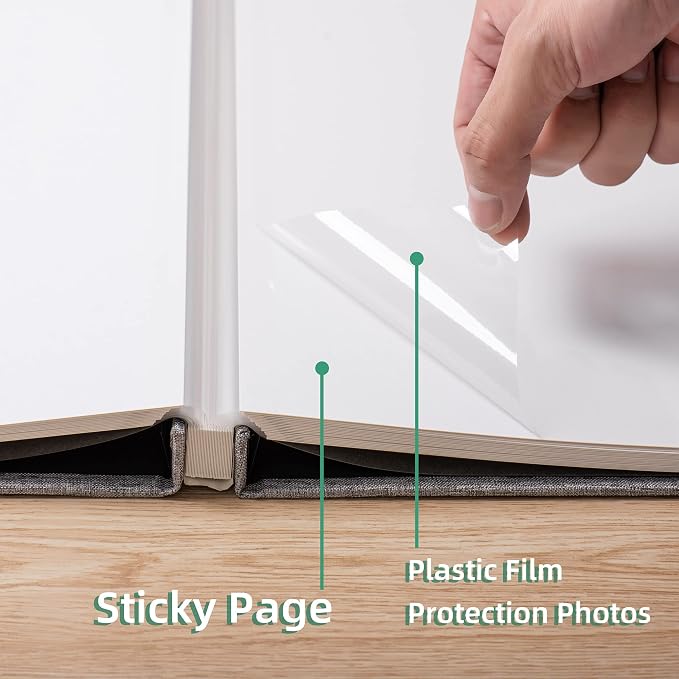 Large Photo Album Self Adhesive Scrapbook Album for 4×6 8×10 Pictures DIY Magnetic Linen Cover Album 40 Pages for Family Wedding Gifts with Metal Pen and Plastic Board - Image 5