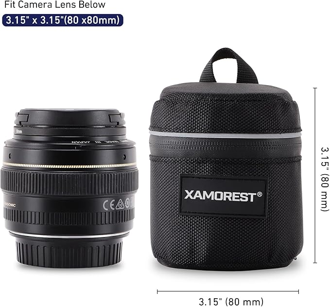 Camera Lens Case Lens Bag Compatible (3.15" x 3.15"(Nylon, Black)) - Image 2