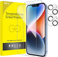 JETech Screen Protector for iPhone 14 Plus, 2+2 Pack | with Camera Lens Protector, 9H Tempered Glass, Full Coverage, HD Clear, Case-Friendly by JETech