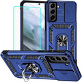 HNHYGETE for Galaxy S21 Case with Screen Protector: [Military Grade 20ft. Drop Tested] Ring Shockproof Protective Phone Case for - Samsung Galaxy S21 (Blue) by HNHYGETE