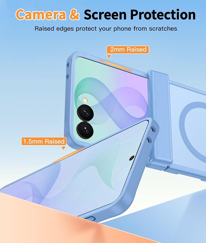 FNTCASE for Samsung Galaxy Z Flip 8 Case, Fit for Magsafe, Screen Protector | Hinge Protection, Translucent Matte, 18FT Military Grade Drop Proof, Protective Phone Cover, Light Blue - Image 6