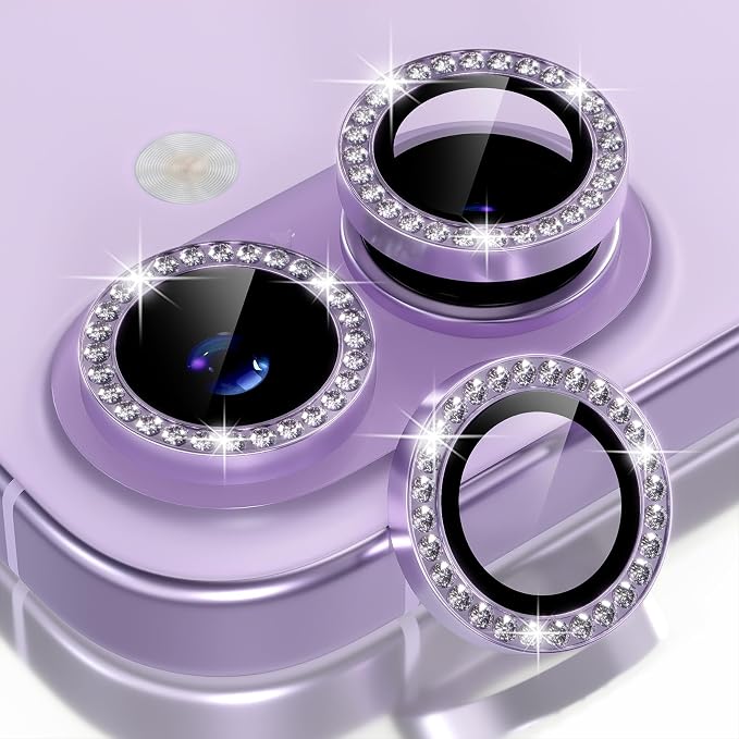 Choiche for iPhone 17 Camera Lens Protector Bling, Diamond-Purple | Ultra HD, 9H Tempered Glass Camera Cover Screen Protector Metal Individual Ring Decoration Accessories, 2-Lens, 6.3-inch by Choiche