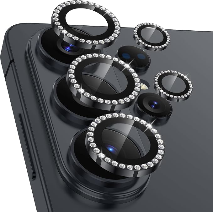 Meshine for Samsung Galaxy S26 Ultra Camera Lens Protector,Scratch Proof,Strong Adsorption,9H Hardness with Metal Ring Camera Cover,Ultra Thin Case Friendly, Accessories Lens Protector,Shiny Black by Meshine