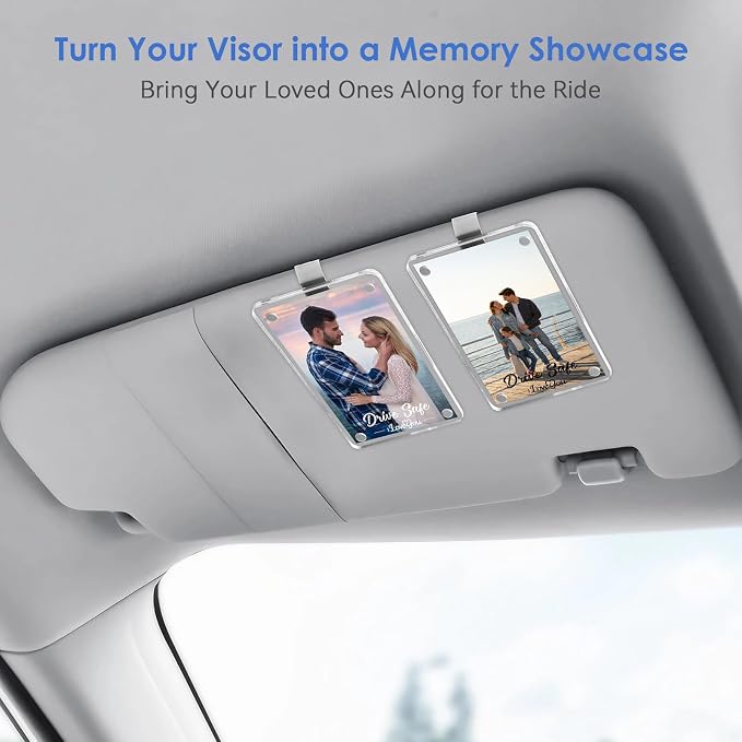 1797 Personalized Father’s Day Gift 2 Pack Drive Safe I Love You Clip Car Visor Photo Holder Picture Frame Magnetic Acrylic Display Horizontal Vertical fit Polaroid Wallet Size Photos 3.5 x 2.4 inch - Image 5