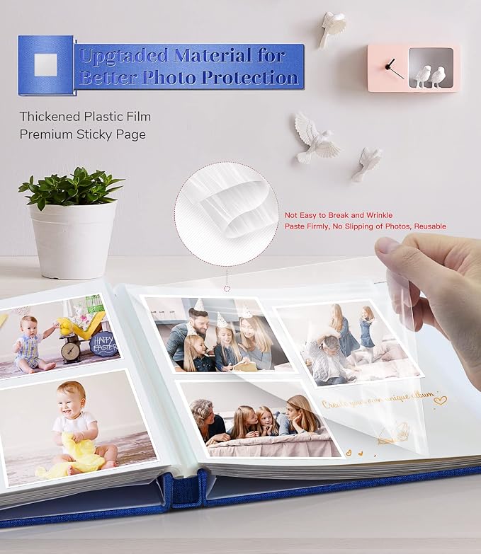 Artfeel Photo Album Self Adhesive Scrapbook Album for 3x5 4x6 5x7 8x10 Pictures,60 Pages Linen Cover with Display Window DIY Photo Book,Ideal Gifts for Family Travel Wedding Baby - Image 3