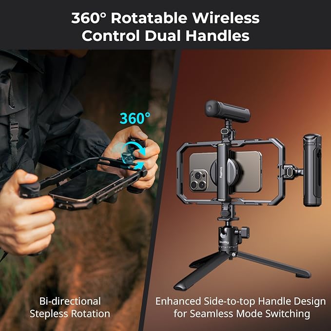SmallRig Pro Phone Stabilizer Video Rig Kit, All-in-One Creator Bundle with LED Light, Mic,Table Tripod, Dual Handles for Live Streaming, for Creator, for iPhone 17/16/15 Pro, Android - Image 4