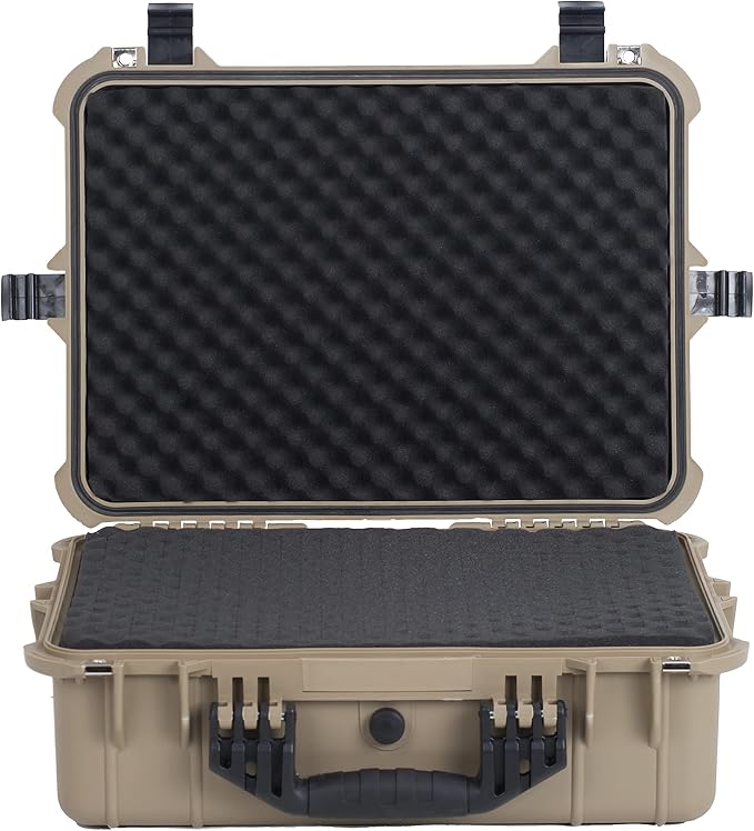 MEIJIA All Weather IP67 Waterproof Hard Camera Case,Hard Protective Case,Hard Case with Customizable Foam,Fit Use of Drones,Camera,Equipments,Pistols(Desert Tan,19.78x15.77x7.41inches) - Image 4