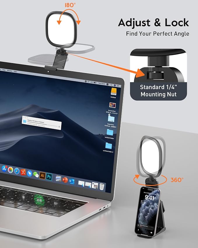 Ring Light for Laptop, Monitor, Desk, Eye-Caring Diffused LED Light | Soft Computer Light with Screen-Safe Clip, Adjustable Mount, CRI 97.8+, 50 Lighting Modes for Zoom, Video Calls & Streaming - Image 5
