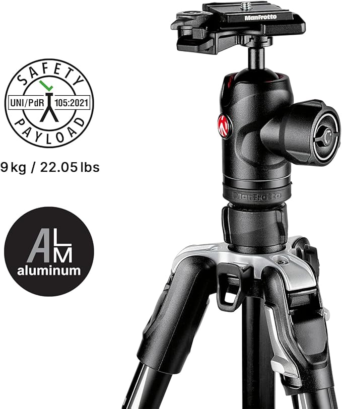 Manfrotto Befree Advanced Camera Tripod Kit with Twist Closure, Travel Tripod Kit with Ball Head, Portable and Compact, Camera Tripod in Aluminum for DSLR, Reflex, Mirrorless, Camera Accessories - Image 3