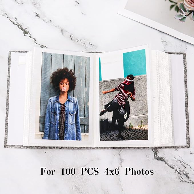 Vienrose 4x6 Photo Album,100 Pockets,Linen Cover with Window,Sky Blue | Cover Window, Acid Free Pages, Linen Hardcover, Baby Wedding Family Photos - Image 2