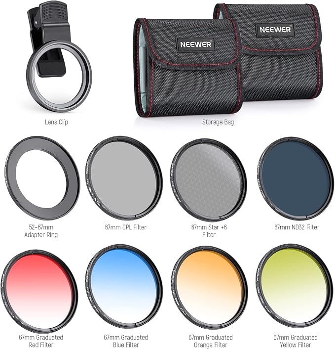NEEWER 67mm ND + CPL + Star + 4 Graduated Color Filter Set with Phone Lens Clamp Compatible with iPhone 17 16 16e 15 14 Pro Max Plus Android Samsung S25 Ultra - Image 8
