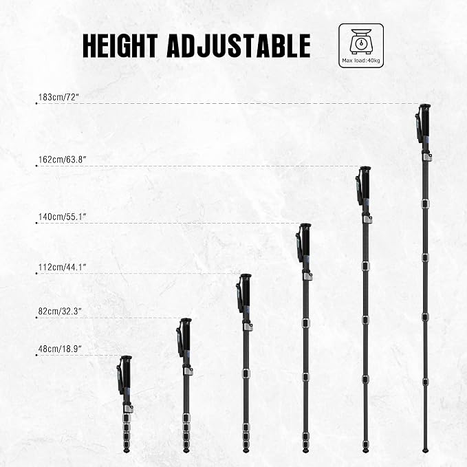 LEOFOTO Carbon Fiber Camera Monopod Lightweight Travel Quick Lock System, Maximum Load 40kg, 360° Panoramic Camera Stand, Waterproof System (MPC-366C) - Image 5