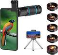 Phone Camera Lens Kit 10 in 1 for iPhone Samsung Pixel Android, 22X Telephoto Lens, 0.62X Super Wide Angle Lens&25X Macro Lens, 235° Fisheye,Kaleidoscopes, Starlight，Tripod，for Most Smartphone Black by Bostionye