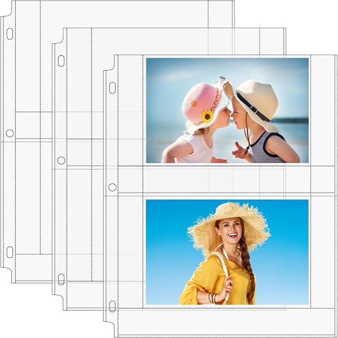 MaxGear 30 Pack 4x6 Photo Sleeves for 3 Ring Binder (120 Pictures),2 Pocket | Heavy-Duty Archival Page Protectors, Clear Photo Album Refill Pages, Plastic Postcard Sleeves, Recipe Card Binder Inserts by MaxGear