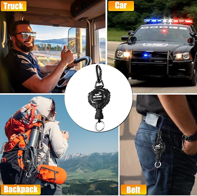 CB Mic Holder Retractable, CB Radio Mount Radio Mic Clip Hanger Holder | Lanyard Tether 32" Stainless Steel Cord with Adjustable Mount Kit, D-Ring Mount with Screw, Perfect for Truck Driver - Image 7
