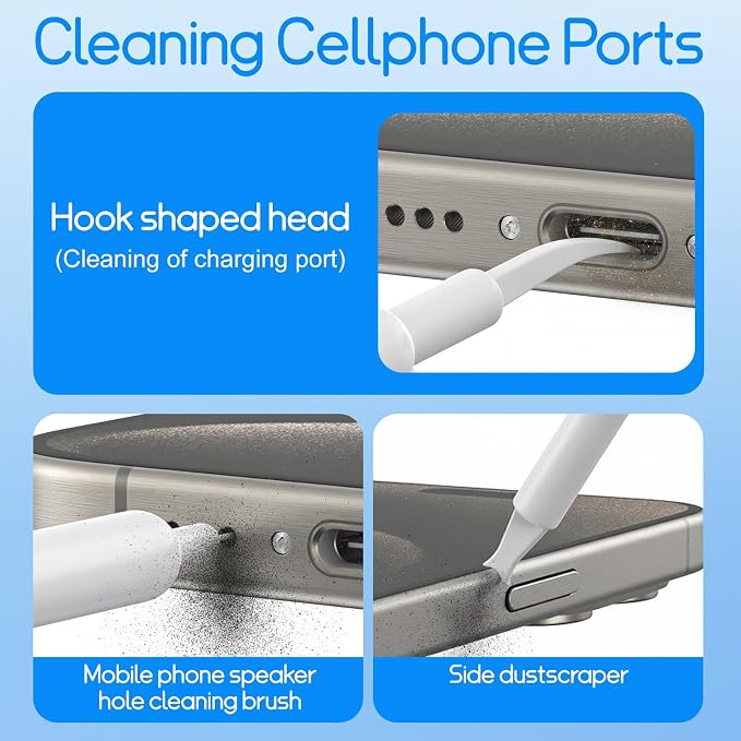 32-in-1 Keyboard Cleaning Kit iPhone Charging Port Speaker Cleaner | Multifunction Clean Tools for Airpods iPad MacBook Keyboard Earbuds Camera Computer Laptop Screen Electronics (White) - Image 3