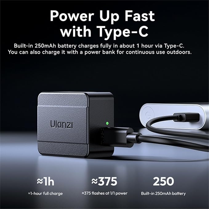 Ulanzi SL01 Mini Flash Speedlite On-Camera GN8 6500K for Sony Canon Nikon | Support Universal Touchpoint DSLR, Standard Single Contact Hot Shoe, for Fuji Panasonic Pentax Olympus, Type-C Rechargeable - Image 7
