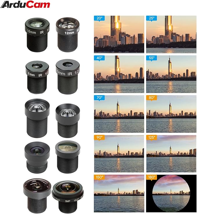 Arducam M12 Lens Set for USB Camera(1/2.7” 1/2.8″ 1/2.9″), Telephoto, Macro, Wide Angle, Fisheye Lens Kit (20°- 180°) with Holder and Cleaning Cloth, Optical All-in-One - Image 4