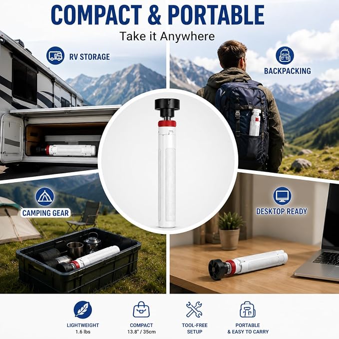 Portable Starlink Mini Tripod Stand, 0.72 lb Lightweight Ground Mount | Ultra-Light, Packable, Wind-Resistant, Aviation Aluminum, Anti-Slip Feet, for Backpacking RV Travel - Image 9