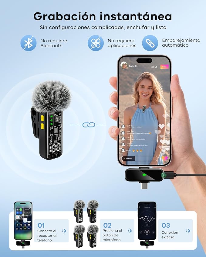 4 Pack Wireless Mini Lavalier Microphones for iPhone, Android iPad | Noise Reduction & LED Digital Display, Magnetic Mini Mic for Video Recording Vlogging YouTube Podcast Interview - Image 6