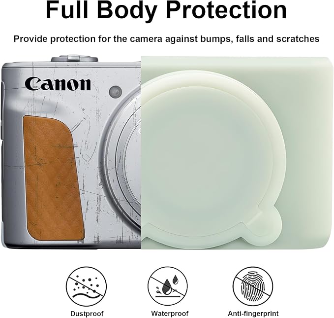 BOVKE Silicone Camera Case for Canon PowerShot SX740 / SX730 Digital Camera, SX740 HS Soft Protective Case Cover Rubber Camera Slim Fit Sleeve with Removable Lens Cover, Jelly Green - Image 3