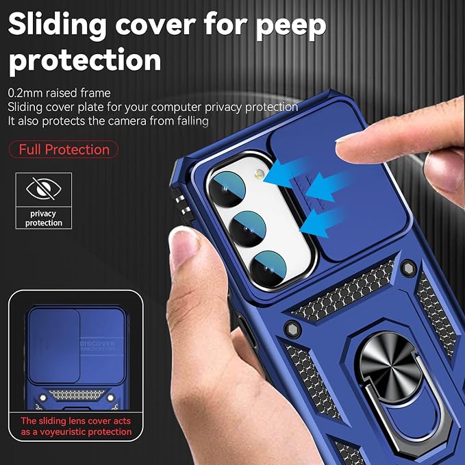 HNHYGETE for Galaxy S23 Plus Case with Screen Protector: [Military Grade 20ft. Drop Tested] Slide Camera Cover Ring Shockproof Protective Phone Case for - Samsung Galaxy S23 Plus (Blue) - Image 4