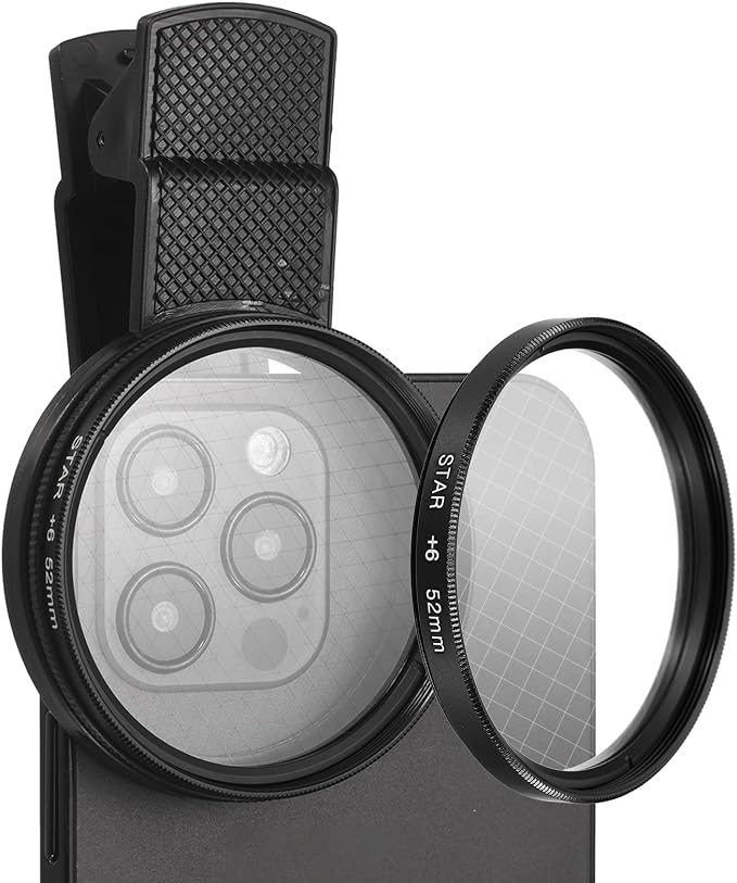 PATIKIL 52mm Phone Camera Lens, Clip-On 6 Point Star Filter Circular Polarizing Lens for Most Smart Phones and DSLR Cameras, Black by PATIKIL